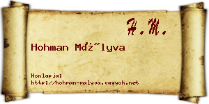 Hohman Mályva névjegykártya